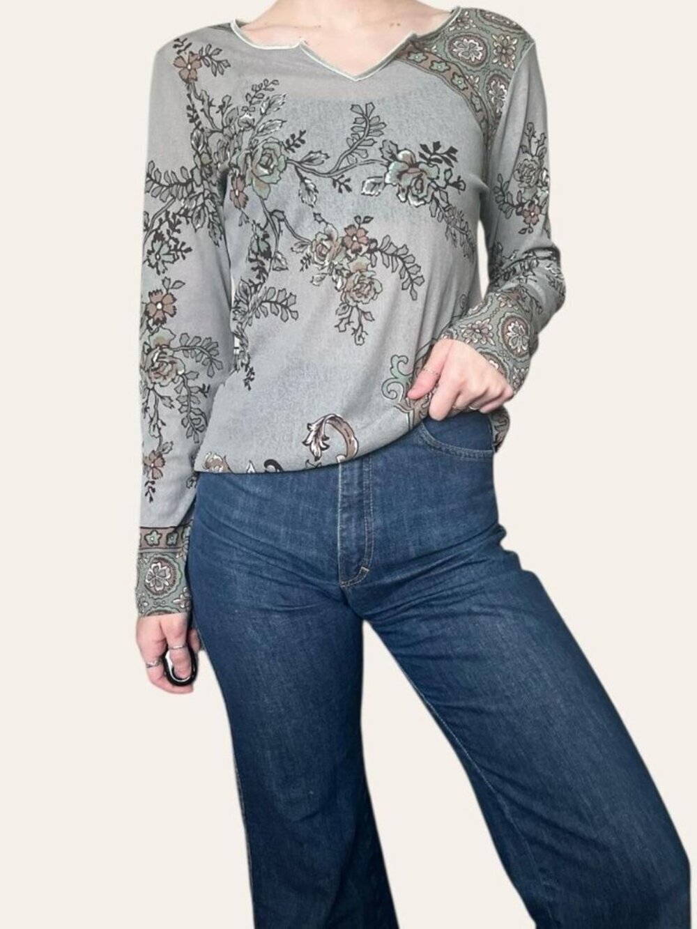 J. Jill y2k vintage micromesh paisley top - Med/Large